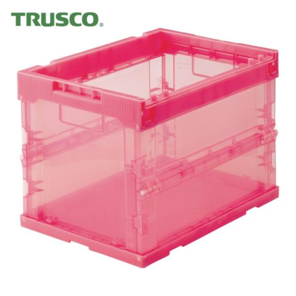 トラスコ TRUSCO オリコン α折りたたみコンテナ スケルコン 20L 透明レッド (1個) T...