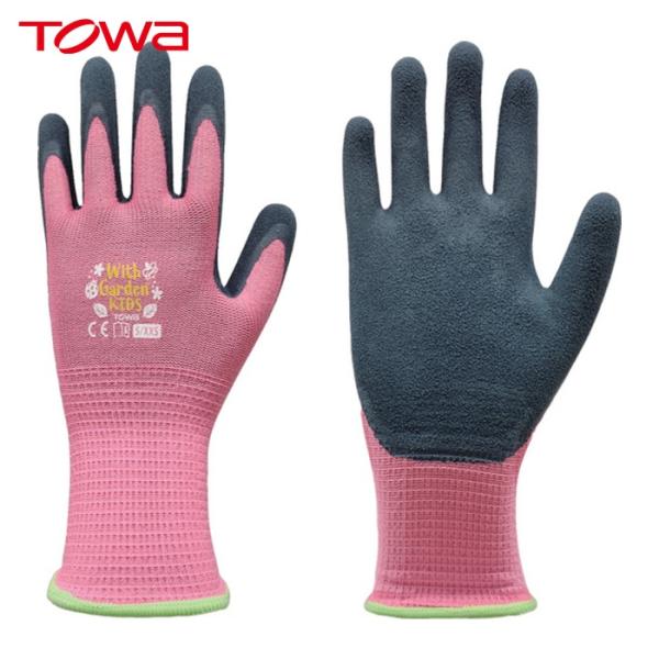 トワロン 東和 天然ゴム背抜き手袋 WithgardenKIDS ローズピンク XXS (1双) W...