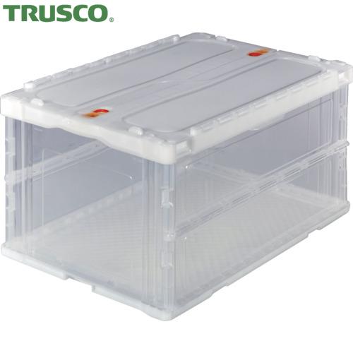 TRUSCO(トラスコ) 薄型折りたたみコンテナ 75L スライドロックフタ付 透明(1個) 品番：...