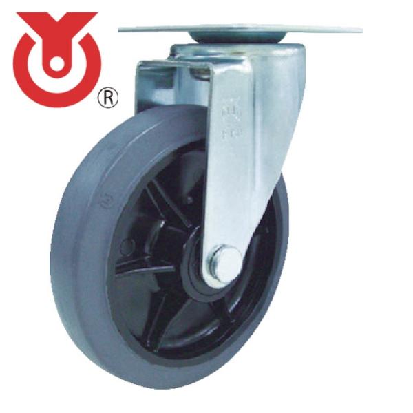 ユーエイ RJ2F-150NWR-G プレート式 自在 キャスター グレーゴム 車輪径150mm  ...