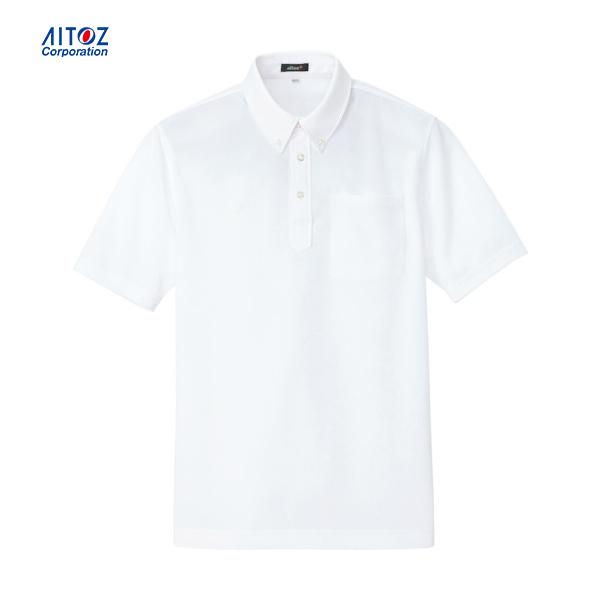 アイトス ボタンダウン半袖ポロシャツ ホワイト LL (1着) 品番：10599-001-LL