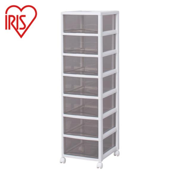 アイリスオーヤマ 221256 スーパークリアチェスト ホワイト/クリアブラウン 7段タイプ (1台...