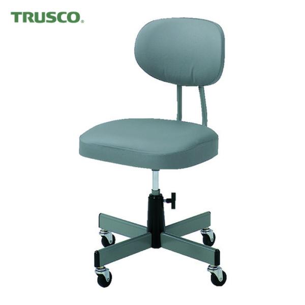 トラスコ TRUSCO 事務椅子 ビニールレザー張り グレー (1脚) T-80