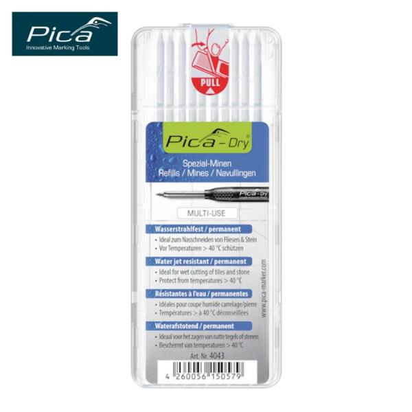 ピカマーカー Pica Marker 建築用シャープペンシルDry用替芯 10本入 白 (1Pk) ...