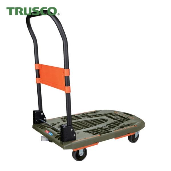 トラスコ TRUSCO 樹脂台車 カルティオ(新型) 780X490 折畳 オリーブドラブ 樹脂スト...