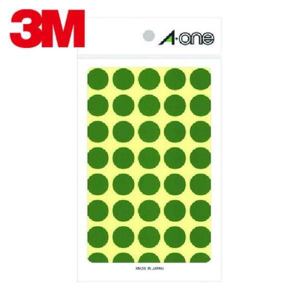 3M スリーエム エーワン[[TM上]] カラーラベル 丸型 15mmΦ 緑 (14枚入) (1Pk...