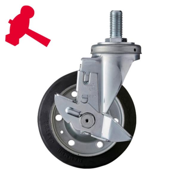 ハンマーキャスター ねじ込み式キャスター 420SAシリーズ（ゴム車・太ねじタイプ） 自在ストッパー...
