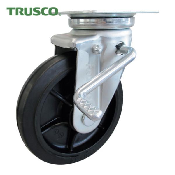 トラスコ TRUSCO カゴ車用オプション ハイテナー用 自在ストッパーキャスターφ150 ゴム車 ...