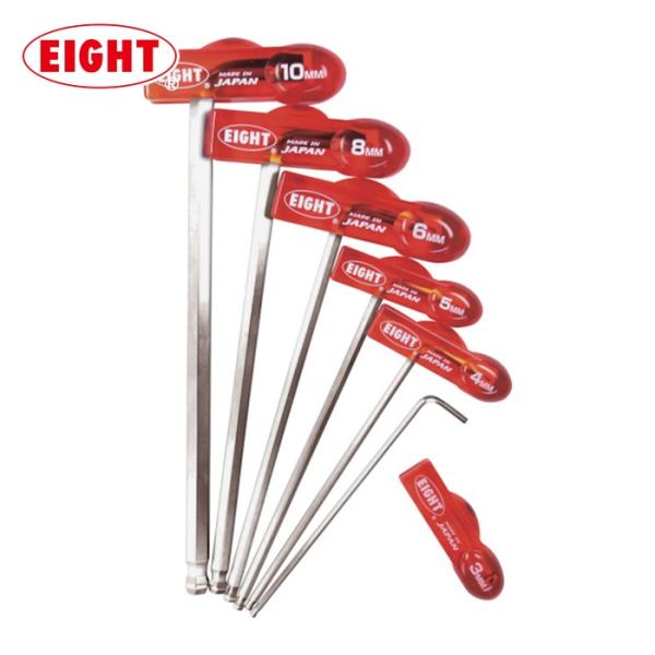 EIGHT WHH-S6TL T形 六角棒スパナ テーパーヘッド・エキストラロング 分離可能樹脂ハン...