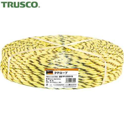 TRUSCO(トラスコ) PPロープ 幅5mmX長さ300m 黄黒 (1巻) PP-5300YB