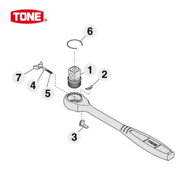TONE トネ ラチェットハンドル用リペアキット 適合機種RH3CHS、RH3CH (1S) 品番：...