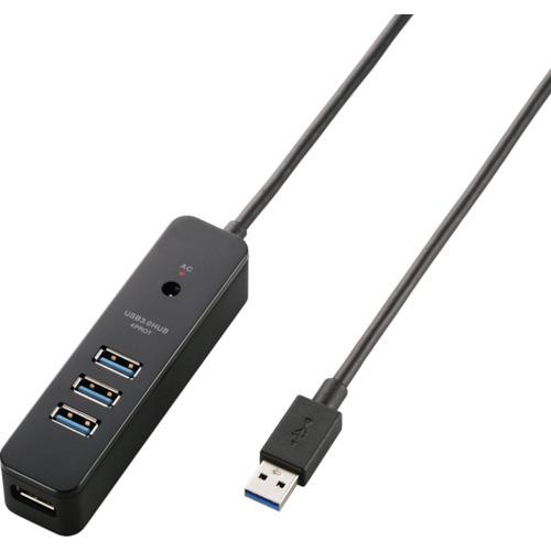 エレコム USB3.0ハブ 4ポート強力マグネット付 コードキーパー付 ブラック (1個) 品番：U...
