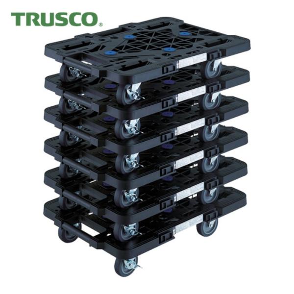 トラスコ TRUSCO まとめ買い 樹脂製平台車 ルートバン MPK-500JS-BK 6台セット ...