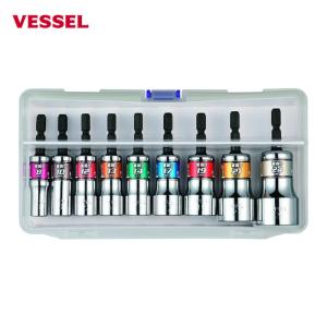 【在庫処分】ベッセル(VESSEL) 剛鍛セミロングソケット9本組 SL209P ベッセル 【限定】剛鍛セミロングソケット9本組 〈黒仕様〉No.SL209PSBK