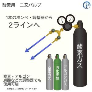 二又バルブ 工業用 酸素 用 ホース口なし 一...の詳細画像2