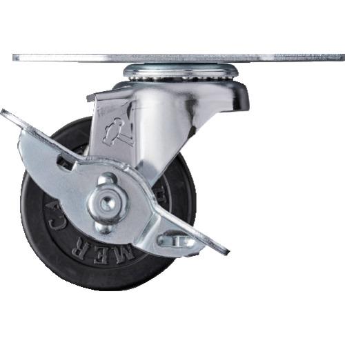 ハンマー　プレート式コーナーキャスター　旋回式ゴム車輪　５０ｍｍ　ストッパー付 215E-R50