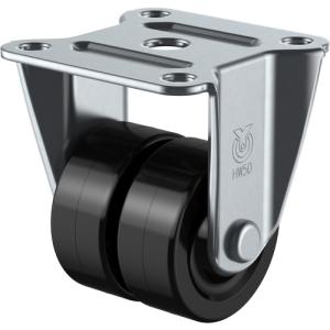 ユーエイ　プレート式　固定　低床キャスター　黒ナイロン　車輪径５０ｍｍ　　Ｈタイプ　ＨＲ−Ｗ型　取付寸法５２×５２ HR-50BN-W