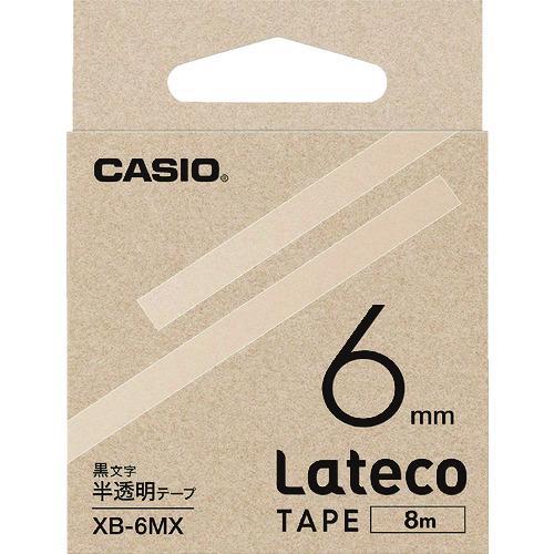 カシオ　ラテコ（Ｌａｔｅｃｏ）専用詰め替えテープ　６ｍｍ　半透明に黒文字 XB6MX