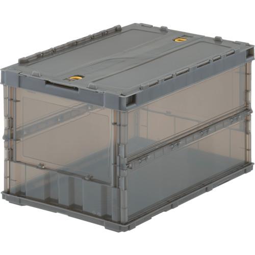 TRUSCO(トラスコ)　オリコン　薄型折りたたみコンテナ　スケルコン　５０Ｌ　ロックフタ付　透明ブ...
