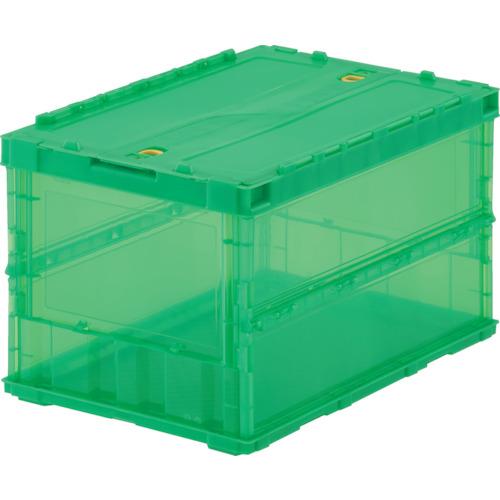 TRUSCO(トラスコ)　オリコン　薄型折りたたみコンテナ　スケルコン　５０Ｌ　ロックフタ付　透明グ...