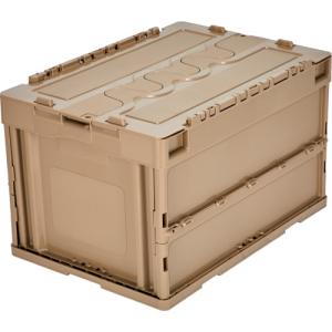 TRUSCO中山 TRUSCO 薄型折りたたみコンテナ 50Lロックフタ付 グレー