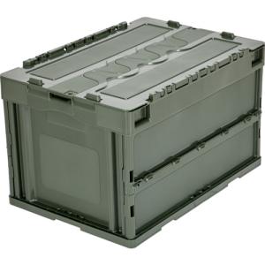 トラスコ 薄型折りたたみコンテナ ロックフタ付き 50L OD色 TR-C50B-OD