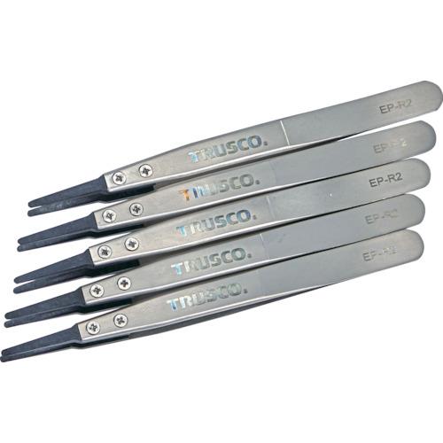 TRUSCO(トラスコ)　まとめ買い　ＥＳＤチップピンセット　先丸型　先端幅２ｍｍ　５本入り EP-...