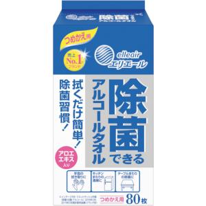 エリエール　ウェットティッシュ　除菌できるアルコールタオル　つめかえ用　８０枚 21001602
