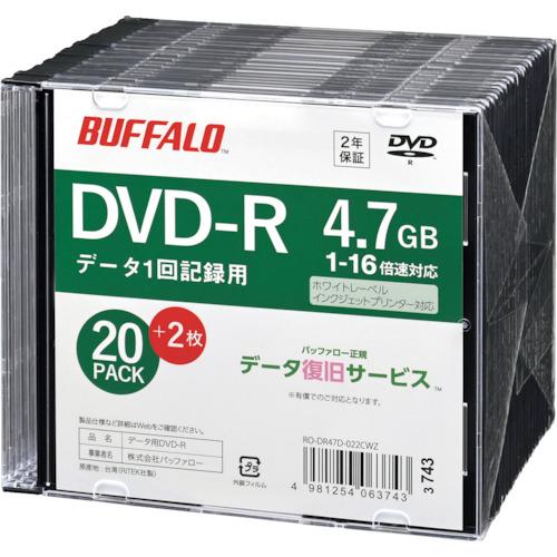 ＢＵＦＦＡＬＯ　光学メディア　ＤＶＤ−Ｒ　ＰＣデータ用　４．７ＧＢ　法人チャネル向け　２０枚＋２枚 ...