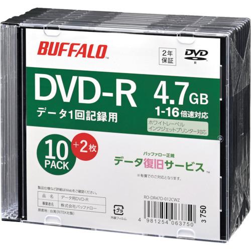 ＢＵＦＦＡＬＯ　光学メディア　ＤＶＤ−Ｒ　ＰＣデータ用　４．７ＧＢ　法人チャネル向け　１０枚＋２枚 ...