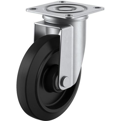 ユーエイ　プレート式　自在　ステンレスキャスター　ゴム　車輪径１５０ｍｍ　　Ｊタイプ　ＳＵＳ−Ｊ２型...