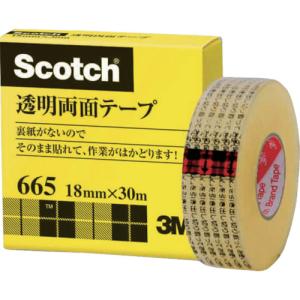 ３Ｍ　透明両面テ−プ　ライナーなし　１８ｍｍＸ３０ｍ　巻芯径２５ｍｍ 665-1-18｜kougurakuichi