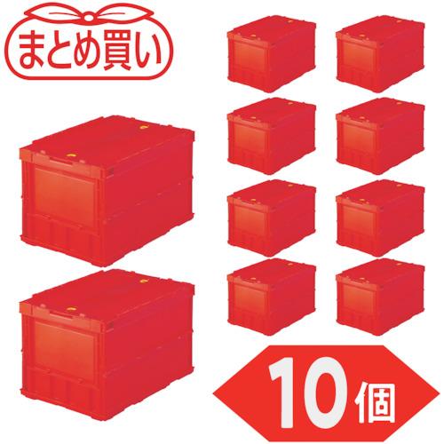 TRUSCO(トラスコ)　【まとめ買い】オリコン　薄型折りたたみコンテナ　５０Ｌ　ロックフタ付　レッ...
