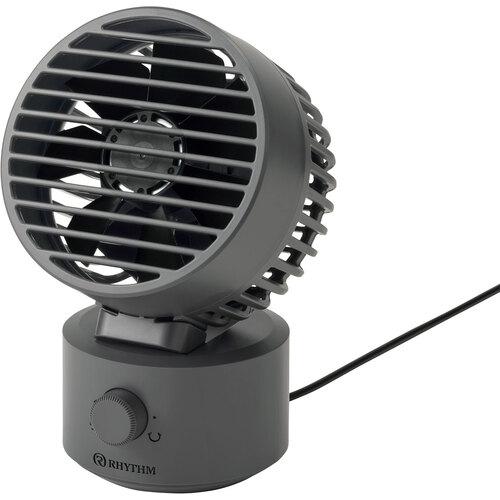 RHYTHM 卓上扇風機 USB給電式 自動首振り 強力 DCモーター 2重反転ファン デスクファン...