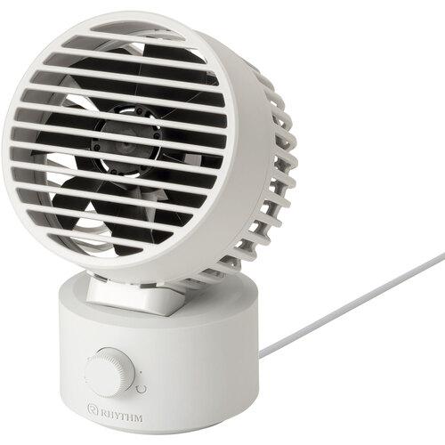 RHYTHM 卓上扇風機 USB給電式 自動首振り 強力 DCモーター 2重反転ファン デスクファン...