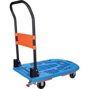 TRUSCO(トラスコ)　樹脂台車　カルティオ　７８０Ｘ４９０　折畳　ブルー　スチールストッパー付 MPK780-B-SS