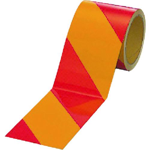 ユニット　反射トラテープ（赤／黄　ポリエステル樹脂フィルム　９０ｍｍ幅×１０ｍ 374-18