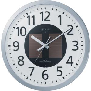 シチズン　電波　壁掛け時計　ソーラー補助電源　エコマーク認定　シルバー　φ３５０ｘ５１