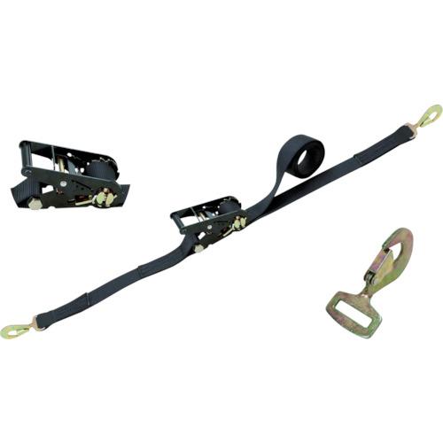 シライ　ベルトラッシング（ラチェットバックル式）　ベルタイト［［Ｒ上］］　黒　端末金具付き　スナップ...