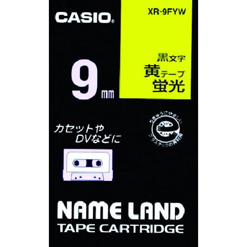 カシオ　ネームランド用蛍光黄色テープに黒文字９ｍｍ XR-9FYW