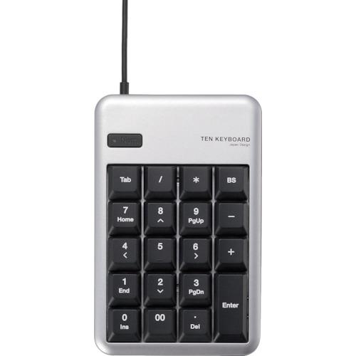 ＥＬＥＣＯＭ　２ポートＵＳＢ２．０ＨＵＢ付ＵＳＢテンキーボード　Ｍサイズ　シルバー TK-TCM01...