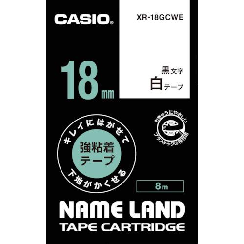 カシオ　ネームランド専用カートリッジ　１８ｍｍ　白テープ／黒文字 XR-18GCWE