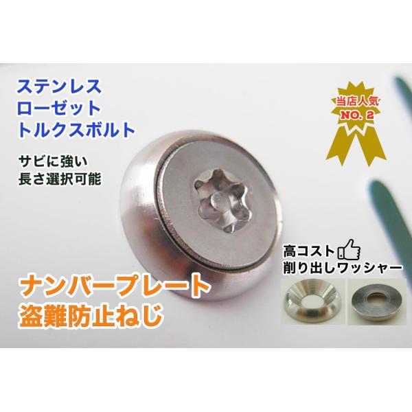 盗難防止ボルト ローゼット ステンレス トルクス 二輪車や四輪車のナンバーねじ交換用 長さ 12〜4...