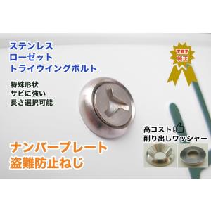 ナンバーボルト 盗難防止ネジ  ナンバープレートねじ  ローゼットワッシャー ステンレス トライウィング ボルト セキュリティ TRF トライウイング｜kougutonejiny