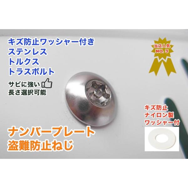 キズ防止ワッシャー付 ステンレス トルクス トラスボルト 盗難防止ネジ ナンバープレートねじ 長さ ...