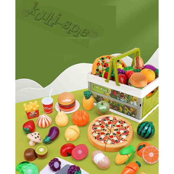 おままごと セット おもちゃ 野菜 果物 料理ごっこ 切る遊び 知育玩具 食べ物 収納かご付 ままご...