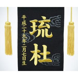 ちりめん刺繍名前旗(中)虎(黒)地模様付(雲)...の詳細画像1