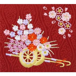 刺繍名前旗(特中)花車(ピンク・赤) ふりがな...の詳細画像4