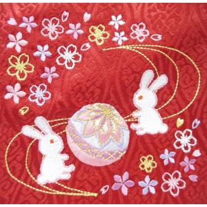 刺繍名前旗(小)うさぎにマリ桜(ピンク・赤) ...の詳細画像5