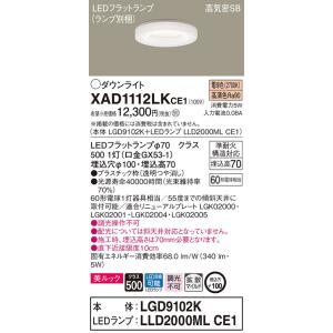 【法人限定】パナソニック　XAD1112LK CE1　LEDダウンライト 埋込穴φ100 浅型7H 高気密SB 美ルック 拡散  電球色【LGD9102K + LLD2000ML CE1】｜koukou-net